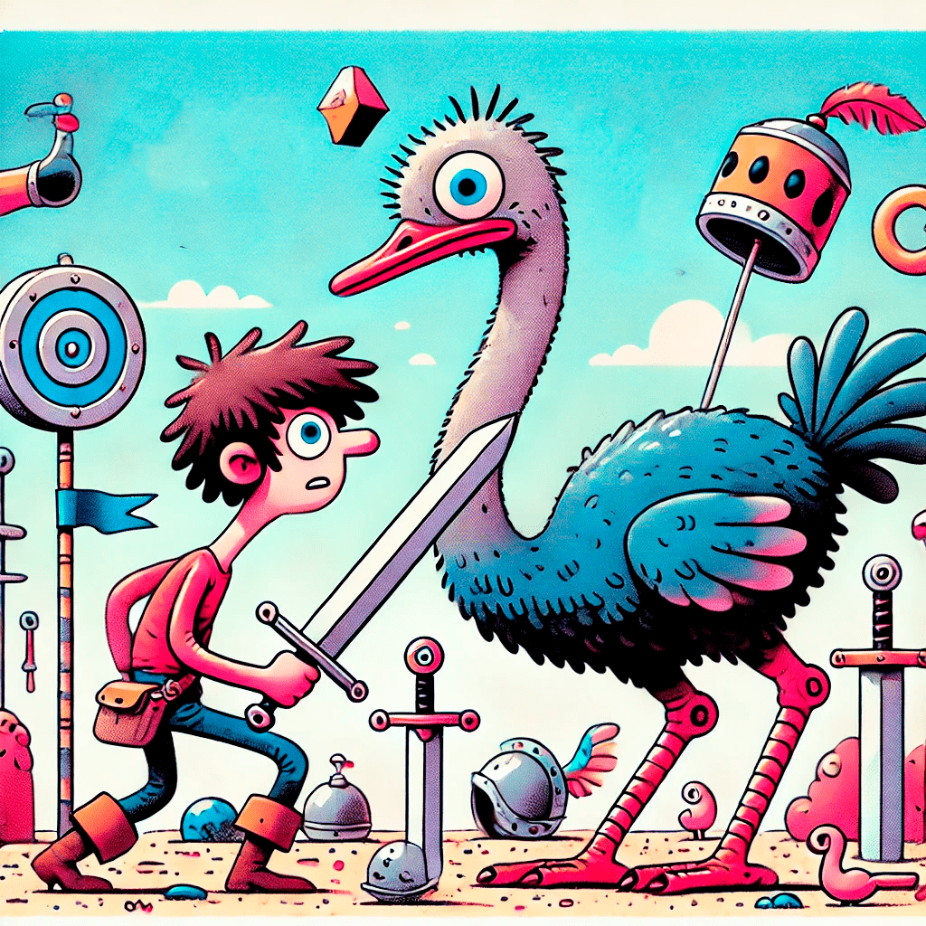 Tener que pelear una vez al año contra una avestruz pero tener una espada